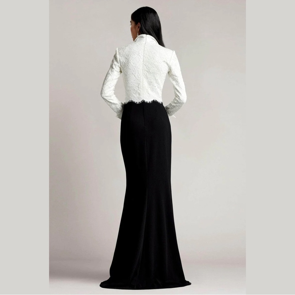 TADASHI SHOJI - BRIDGER TWO-TONE COLLARED GOWN - Picture 2 of 3